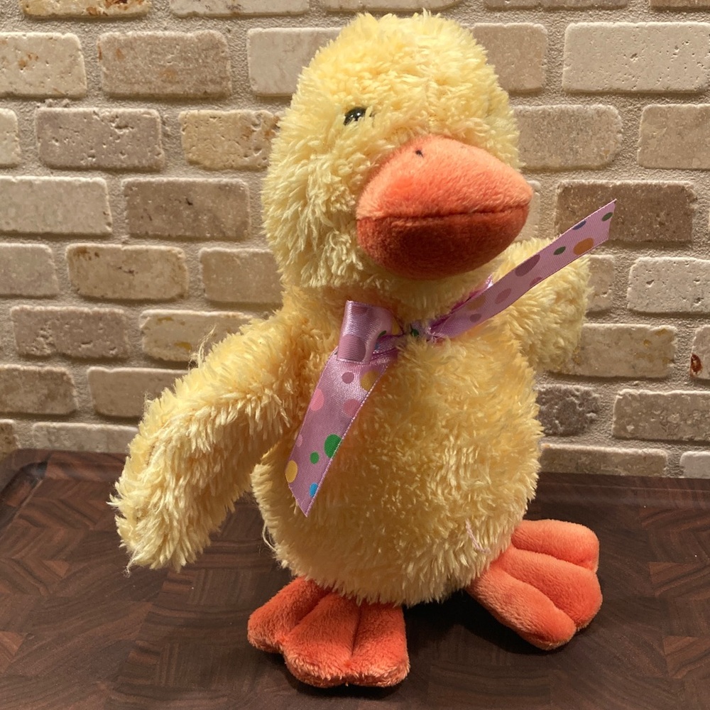 Yellow Plush Duck with Bow